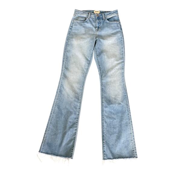 L’agence Ruth High Rise Flare Jeans 25 Distressed Raw Hem Made in USA Light Blue - Picture 1 of 7